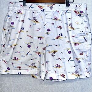 Lands End Beach Shorts Womens 16W White Mid Rise Pockets Pull On‎ Elastic Summer